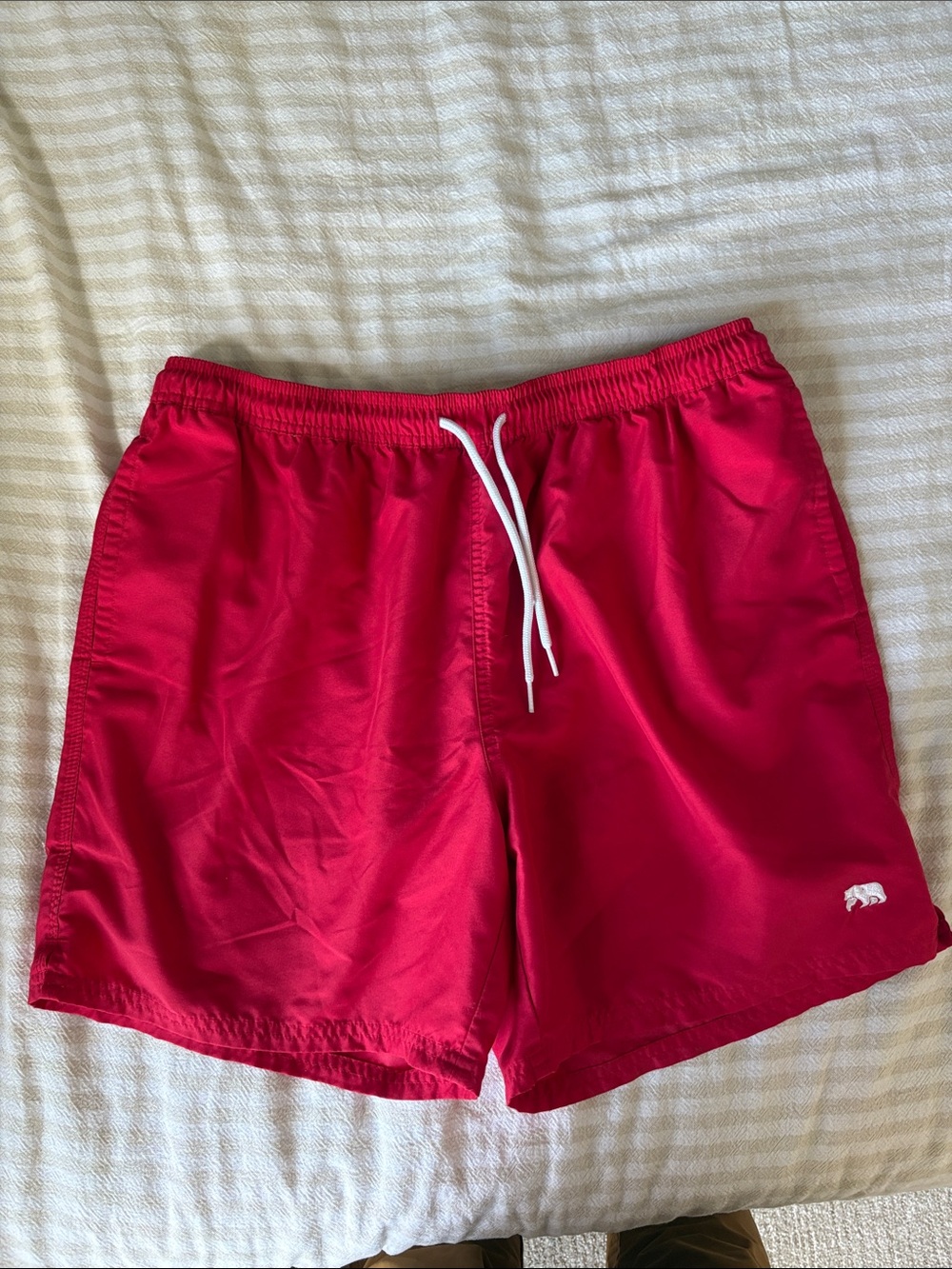 The Normal Brand Men's Red Swim Trunks with White Drawstring